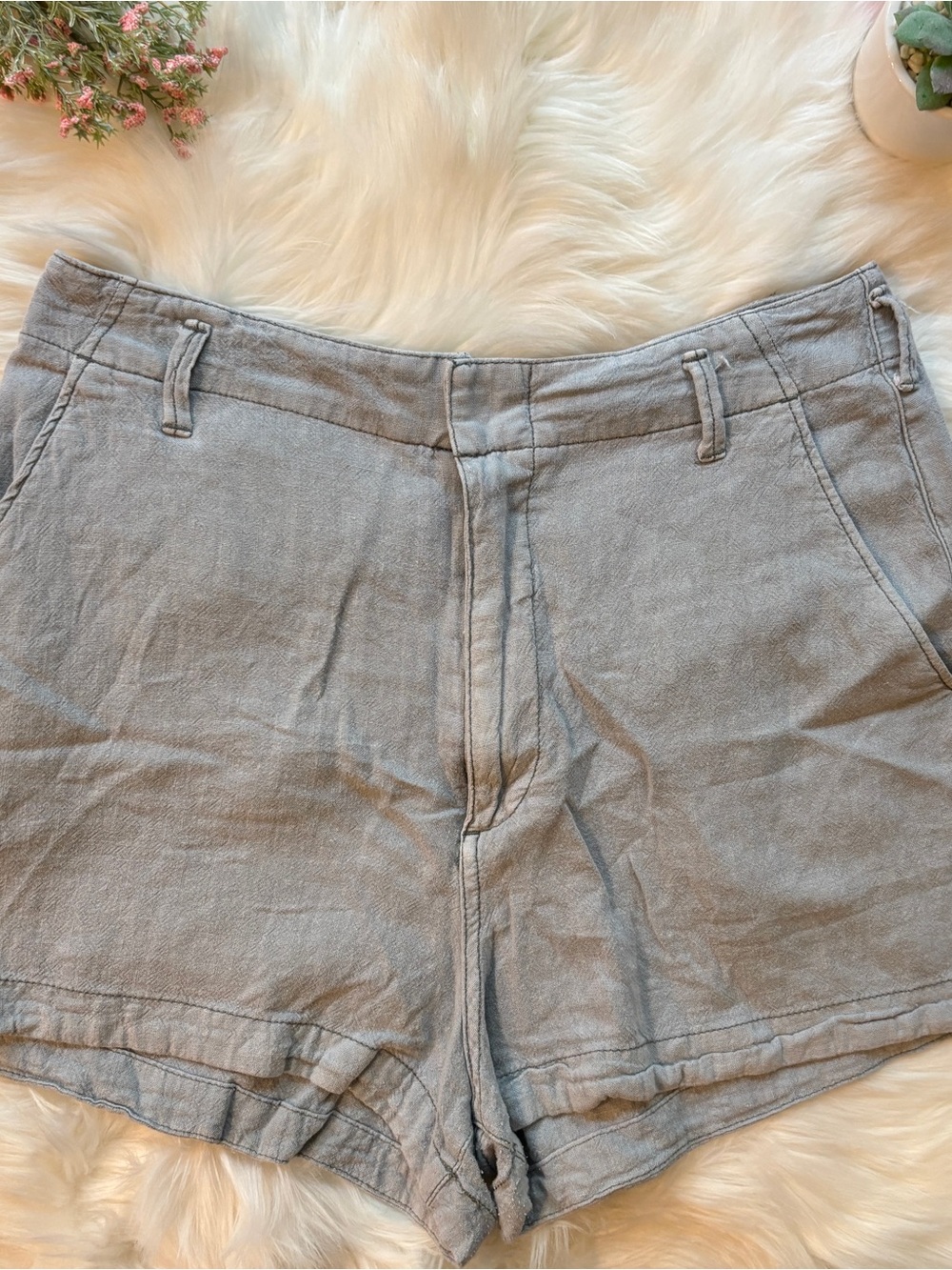 Abercrombie Linen Blend Lightweight Grey Shorts
